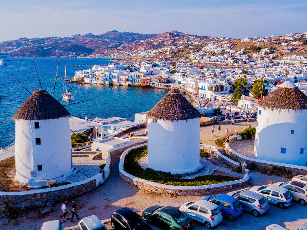 Mykonos,Windmills,At,Sunset